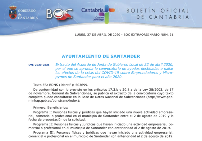 Ayuntamiento santander, Ayudas nuevo portal web, ayudas web, ayudas covid19, pymes, autonomos, ht consultores, hector traspuesto, ayudas, autonomos, pymes, diseño web, teletrabajo