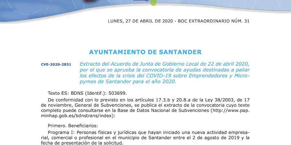 Ayuntamiento santander, Ayudas nuevo portal web, ayudas web, ayudas covid19, pymes, autonomos, ht consultores, hector traspuesto, ayudas, autonomos, pymes, diseño web, teletrabajo